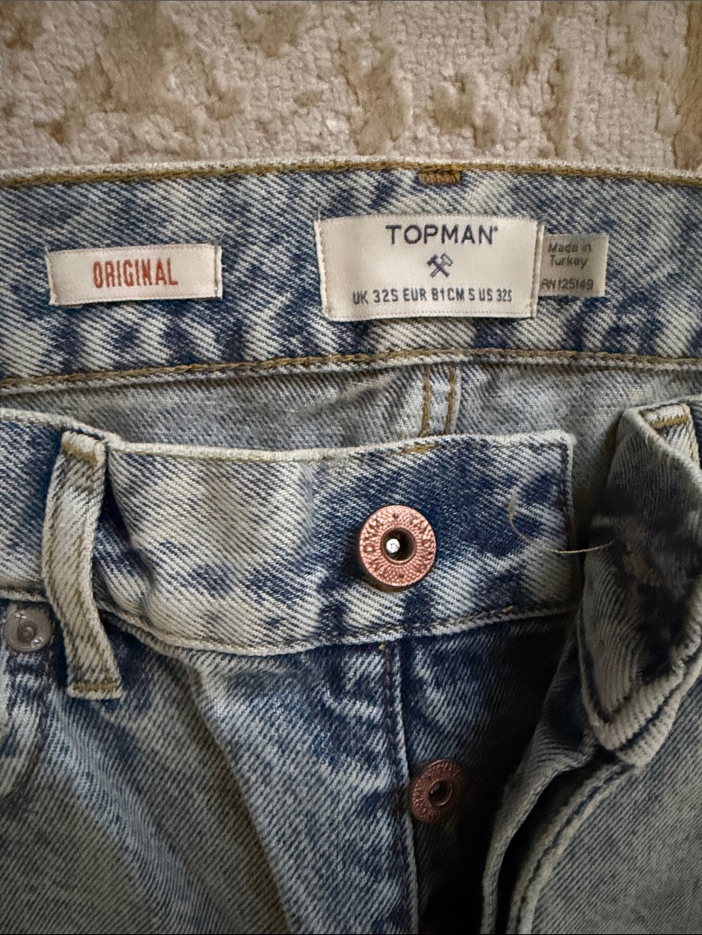 Topman Light Blue Acid-Wash Denim Jeans